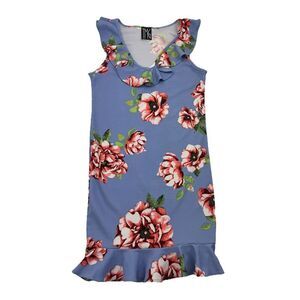 TMG New York Purple Floral Dress Size Girls XL Midi Ruffle Sleeveless